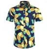 Camicie casual da uomo Camicia estiva di lusso Ananas Risvolto Stampa a maniche corte Hawaiano Moda allentata Top oversize Abbigliamento