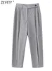 Pantalon Femme Zevity 2023 Femmes Mode Solide Couleur Presse Pli Design Casual Harem Femelle Zipper Longue Longueur Pantalon Mujer P5188