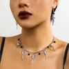 Halloween Punk Pointy Mouth Ghost Skeleton Necklace Exaggerated Metal Tassel Neck chain