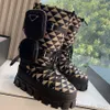 Botas de gabardine de nylon de luxo botas impermeáveis inspiradas em sapatos de esqui técnicos botas de neve de designer botas de joelho da moda