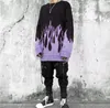 Herrtröjor mode casual tröja män harajuku flamma hiphop streetwear kläder spandex pullover o-hals överdimensionera par man