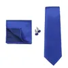 Bow Ties Men's Tie Hanky ​​manschettknappar set med lyxig presentförpackning Fast färghattar för män passar bröllop affärsfest tillbehör