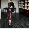 Skirts Luxury Flash Heavy Bead Sequin Red Wine Empire Wrap Hip Skirt Straight Tube Slit Elegant One-step Midi For Women