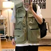 Vesten voor heren Herenmode Tooling Vest Heren streetwear cargovest Hiphop mouwloos jack Gilet Militair buitenjack met meerdere zakken 231009