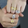 Gold Plated Bezel Set Square Cubic Zirconia Finger Ring High Quality Paved Cubic Zircon Hip Hop Women Men Ring for Wedding Jewelry Wholesale