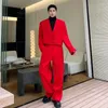 Men's Suits SYUHGFA Elgance Blazers Fashion 2023 Personality Clothing Korean Luxury Red V-neck Suit Coat Trend Male Business