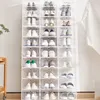 Portaoggetti Rastrelliere Trasparente Piega Custodia per scarpe in plastica Spessa Scatola per scarpe trasparente Porta di stoccaggio Armadio per la casa Scarpe Organizer Custodia Scaffale Stack 231007