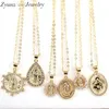 10st Crystal Cz Cubic Zirconia Virgin Mary Pendant Copper Pendants Halsband Guldfärgkedjan Juveler225V