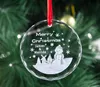 Custom Laser 3D Logo Pattern Christmas Tree Glass Ornaments Sublimation Blank Clear Crystal Glass Xmas Hanging Pendant Decorations SN5290