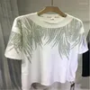 レディースTシャツL-4XLプラスサイズトップラインストーングラフィックTシャツ豪華な大きなチュニック