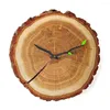 Horloges murales Chiffres Horloge Grain de bois Unique Souche d'arbre Conception Mouvement à quartz silencieux pour la maison ou le bureau Décor Anneau