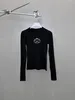 Sweaters Tasarımcı Sonbahar Kış Lüks Moda P Sonbahar-Kış Kadın T-Shirt Göğüs Sade Nakış Stretslim Uzun Kollu Base Gömlek Pal4