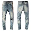 Nuevo estilo de moda para hombre recto Slim Fit Biker Jeans pantalones desgastados flacos rasgados destruidos pantalones vaqueros de mezclilla lavados Hiphop pantalones 1279y