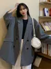 Abiti da donna UNXX Giacca sportiva spessa di media lunghezza Donna 2023 Autunno Inverno Giacca vintage in lana unisex Coreana Office Lady Y2k Top
