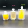 Portable Travel Refillable Cream Liquid Sample Packaging Bags 30ml 50ml 100ml Plastic Empty Squeeze Stand Up Pouch Split Bottles Suction Shampoo Face Cream Storage