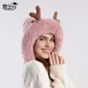 9991 New Deer Horn Sticked Wool Plush Ear Protector Cap Korean Edition Three Hair Ball Thighted Warm Hat Children Children