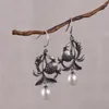 Dangle Earrings FNJ 925 Silver Vintage Fish For Women Jewelry S925 Sterling Drop Earring Natural Freshwater Pearl