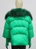 Dames Down Parka ANNSIRGRA Winterjas Witte Eend Jas Dames Echte Bontjassen Super Grote Kraag Met Gebreide Mouw Mode 231009