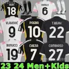 팬 플레이어 축구 유니폼 2023 2024 홈 어웨이 Milik Di Maria Vlahovic Kean Pogba Chiesa McKennie Locatelli Top Jerseys 22 23 24 키트 남자와 어린이 Unifor Juventus