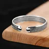 Bangle Silver Color Wave Pattern Cuff Bracelets&Bangles For Men Retro Handmade Thai Jewelry Wholesale