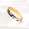 Bangle FYSARA Top Selling Fashion Stainless Steel Open For Women Gold Geometric Colorful Enamel Painted Bracelet Wedding Jewelry 231009