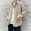 Men's Casual Shirts 2023 Spring/Summer Solid Color Large Sleeve Shirt Loose Square Neck Trendy Coat