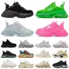 Newe Crystal Bottom Triple-s Dames Heren Casual Schoenen Dad Platform Trainers Clear Sole triple s Zwart Groen Barbie Roze en Witte Sneaker Designer Platte Sneakers