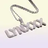 AZ Aangepaste naam Kleine letters Kettingen Hangscharm Men039S Zirkon Hip Hop -sieraden met 4 mm Gold Silver Rope Chain62662366215754