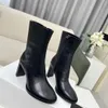 Meia bota confortável com costura de couro genuíno feminina luxuosa bota de grife casual 6cm salto baixo clássico zíper lateral cabeça redonda botas de moda de cor sólida