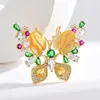 Broches Français rétro naturel jaune fritillaire Broche belle couleur Zircon papillon femelle Broche élégant costume accessoires Pin cadeau