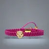 Modne pary Biezdel biżuteria CZ Panther Braiding Bransoletka Nowa mikro prepar Pink Cz Lopard Branselets4538721