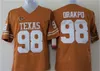 Jersey de futebol do Texas Longhorns em estoque 10 Vince Young 20 Earl Campbell 11 Sam Ehlinger 12 Colt McCoy 34 Ricky Williams 98 Brian Orakpo Jersey Stitched