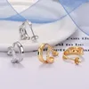 Orecchini a bottone Yoofaning 925 aghi in argento doppio tipo C per le donne Orecchini con zirconi in cristallo Gioielli con orecchini in oro