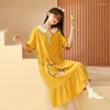 Mulheres sleepwear 2023 verão plus size manga curta algodão camisola para mulheres coreano bonito dos desenhos animados nightdress noite vestido casa nighty