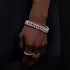 Varumärkesmodekvinna isad Rappers smycken Hiphop Men 16mm 925 Sterling Silver VVS Baguette Moissanite Diamond Miami Cuban Link Armband