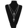 Ankh egípcio com pingente de cruz conjunto de colar strass cristal chave para a vida egito cruz colares hip hop jóias set298l