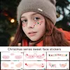 Party Favor Christmas Temporary Face Tattoo Sticker Children Cute Cartoon Facial Makeup Festival Decor Sweet Elk Blusher