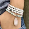 MG0994 Nuevo diseño de llegada, pulsera de HOWLITE y amazonita, rodonita Natural de 6 MM, joyería de Yoga Mala 108, colgante de cuarzo rosa para mujer 274E