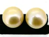 Stud Earrings Natural 10.5mm Berad Champagne South Sea Pearl Earring 18k Yellow Gold