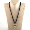 Pendant Necklaces MOODPC Fashion Bohemian Tribal Jewelry Black Stone Long Knotted Metal Heart