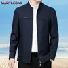 Мужские куртки MANTLCONX est, однотонная деловая куртка, мужская приталенная верхняя одежда, мужская весенняя тонкая одежда на молнии 231009