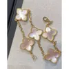 Vanish Designer Vans Clover Ny högversion V Gold Four-Leaf Clover Pink Shellfish Five Flower Armband Female Fritillaria