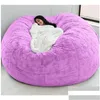 Chair Covers Chair Ers Ers Super Large 7Ft Nt Fur Bean Bag Er Living Room Furniture Big Round Soft Fluffy Faux Beag Lazy Sofa Bed Coat Dhtld