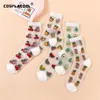 Calzini da donna Modello di frutta trasparente Divertente design Kawaii Ciliegia Avocado Arancione Harajuku Vetro sottile Seta Carino Calcetines Mujer