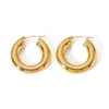 Hoop Earrings Vintage French Style 18k Gold Plated Clip On Tube Stainless Steel For Girls Jewelry