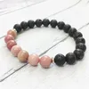 MG0490 8 mm Rhodonite Lava Stone Stacking Wrist Mala Armband Energy Protection Armband för kvinnor Emotionella balans Smycken232s