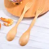 Engångsgäst plattvaror 2 datorer plastredskap mini spork barn bambu barnbord combo japenese stil trä