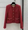 Abbigliamento femminile europeo e americano 2023 autunno nuovo Girocollo Manica lunga monopetto rosso moda La giacca di tweed
