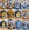 CCM Hockey 87 Sidney Crosby Retro Jersey går i pension 71 Evgeni Malkin Vintage Classic Embroidery Team Color Black White Blue Yellow For Sport Fans Breattable Pullover