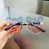 Lunettes de soleil pour enfants, tendance, pour filles et garçons, mignon, ours de dessin animé, Anti-éblouissement, Anti-radiation